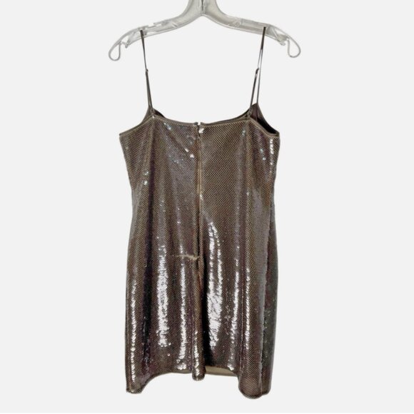 A.L.C. Dani Dress Mini Sleeveless Sequin Smoke Brown Size Large - Picture 3 of 7